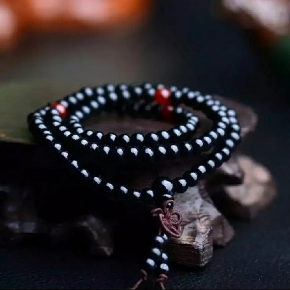 Mala Bead Yoga Sandalwood Wood Bracelet Red or Black Rosewood Bracelets